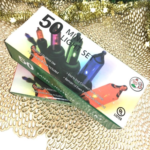 MULTI COLOR Mini String Lights - 2 Boxes - 50 Lights ea Indoor Outdoor NWT NOS - Picture 4 of 7